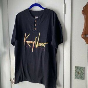 Vintage Key West Henley Shirt Jersey Speed Limit 88 Large USA Black